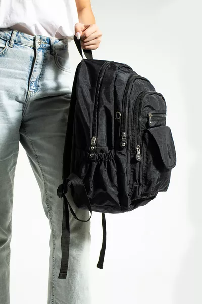 Mega Size Black Unisex Adjustable Orthopedic Backpack with Multiple Compartments and Laptop Sleeve for School