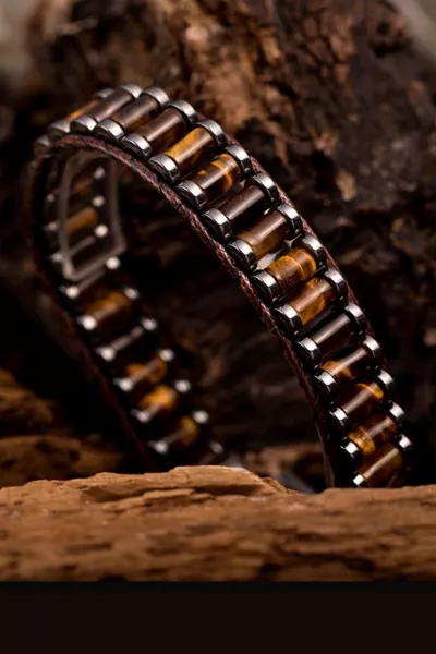 Tiger's Eye Men's Bracelet, Tiger Eye Men's Bracelet, Natural Stone Men's Bracelet, Gift Bracelet