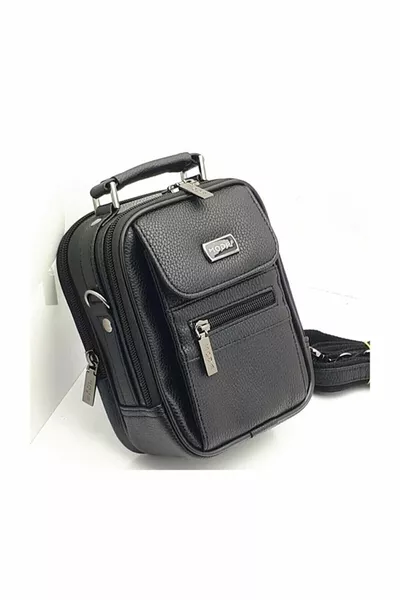 Men's Hand and Shoulder Bag with Steel Frame, Small Size  cm, with Phone Compartment