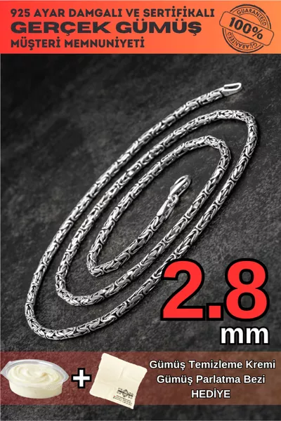 Men's Silver Necklace - Men's Silver Necklace Round King Model 2.8 Mm