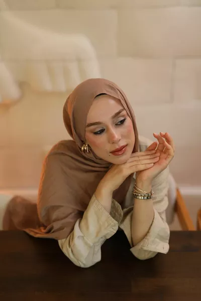 Neo Cotton Scarf Dark Beige