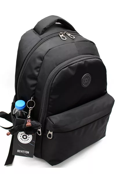 حقيبة ظهر مدرسية وسفر من قماش مقاوم للماء باللون الأسود / 