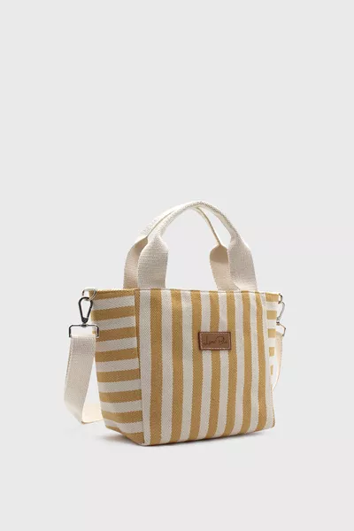 Dames Gestreepte Mini Linnen Tote Tas