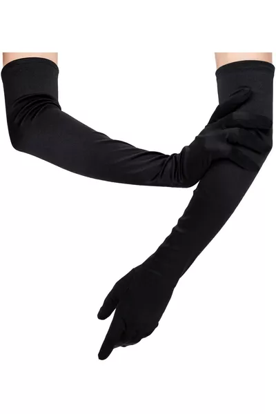 Satin Stretch Long Finger Black Gloves ( CM - Dance & Opera Gloves) – Gloves