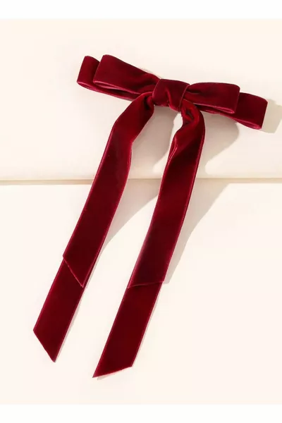 Doppelschleife aus Seidenvelours mit automatischem Clip