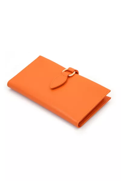 Yumuşak Derili Tokalı Ve Çok Bölmeli Turuncu Kadın Cüzdan Aksesuar