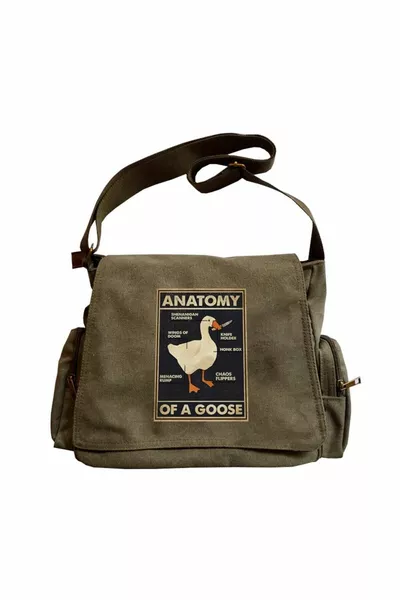 BlackCo Duck Anatomy Baskılı Unisex Yeşil Postacı Çantası