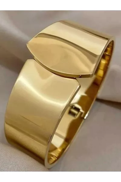 Bracciale Rigido Modello Liscio in Acciaio Oro
