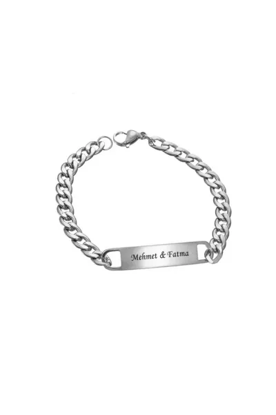 Именной браслет с цепочкой из нержавеющей стали