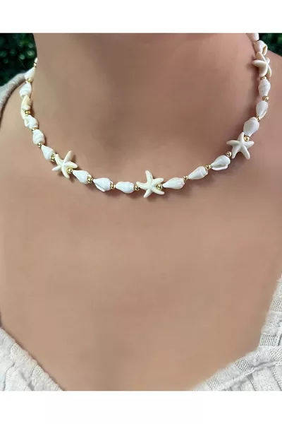Seestern Muschel Naturstein Halskette
