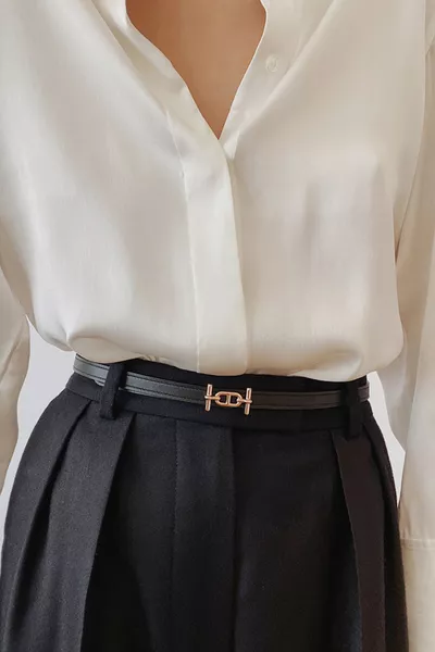 حزام رفيع ذهبي للنساء للبنطلون، القميص، السترة، الفستان، الكنزة