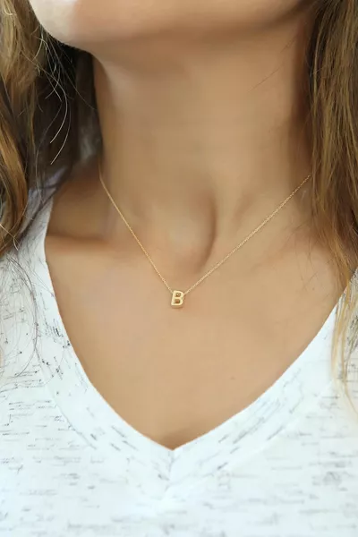 Azuris Adjustable Silver Three-Dimensional B Letter Necklace