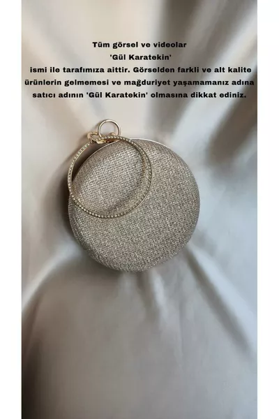 حقيبة كلتش نسائية ذهبية بطبقة لامعة مع لمعان صدف وملمس محبب مستديرة