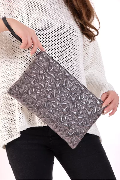 محفظة حقيبة يد فضية مزينة بنجوم