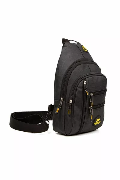 حقيبة كتف وعبر الصدر مقاومة للماء باللون الأسود للجنسين مع مخرج سماعة USB