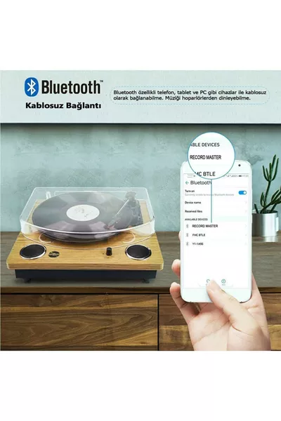 Turntable  Retro Turntable - Bluetooth +  Recording Feature - , ,  RPM 