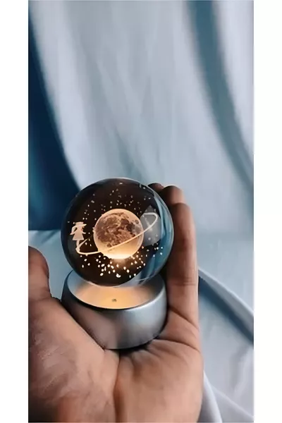 Сатурн Кристальная Девочка Шар Светящийся Меняющий Цвет На Батарейках Стеклянный Шар 3D Подарок На Новый Год