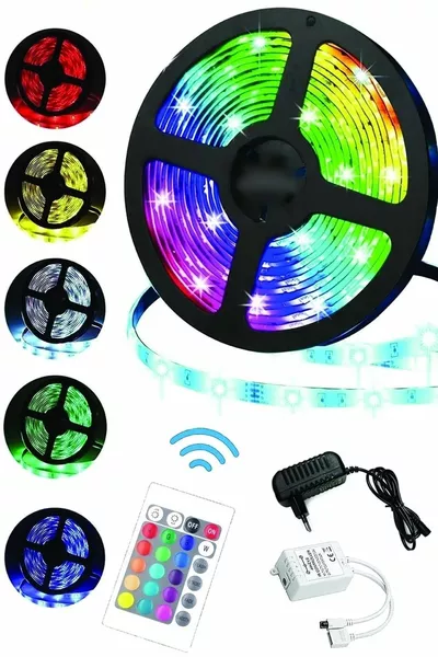 5m Remote-Controlled Flashing RGB Strip LED Light Indoor and Outdoor Silicone Adhesive Lighting