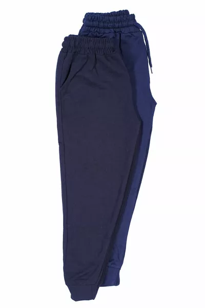 2-Piece Plain Black-Navy Blue Boys' Sweatpants