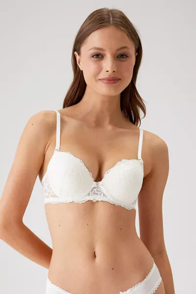 Women's Ecru  Madrid Lace Bra Without Underwire (REMOVABLE STRAPS)
