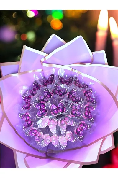 باقة فراشات مضيئة باللون البنفسجي، زهور صناعية دائمة، هدية عيد ميلاد للأم، الحبيبة أو الصديقة