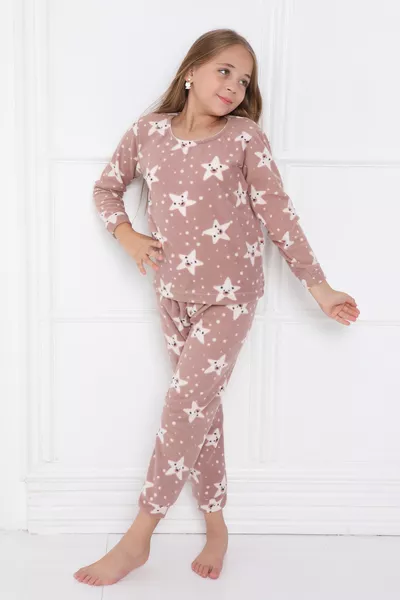 طقم بيجاما شتوية للأطفال من الفرو