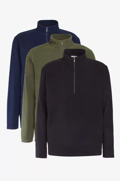 Unisex Black-Olive-Navy 3-Pack Standard Fit Boat Neck Cold-Resistant Sweatshirt Fleece