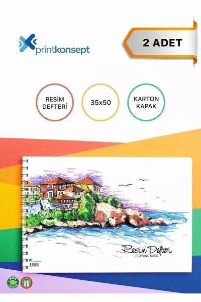 Prıntkonsept 2 броя спиралови   г. 1-ва хартия, голям размер, картонена корица, тетрадка за рисуване  листа