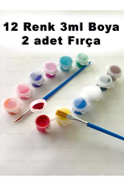 مجموعة ألوان أكريليك  لون سعة 3 مل و فرشتان للرسم على القماش