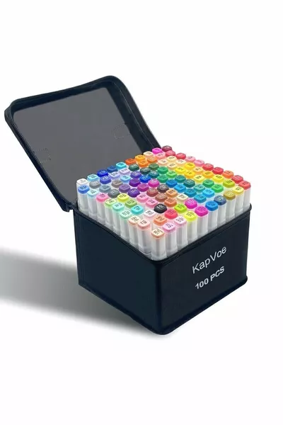  Pieces Double-Ended Touch Marker Art Design Felt Pen Paint Set + Organizer Stand + Bag