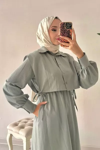 فستان ملابس محتشمة نسائية مع بوليرو - أخضر مائي