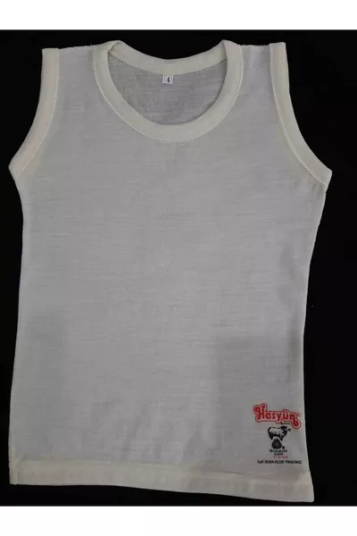 Kids Thin Thermal Wool Tank Top Ecru Unisex 