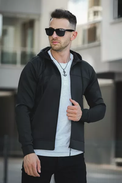 سترة غطاء للرأس بسحّاب من قماش سكوبا يوغو