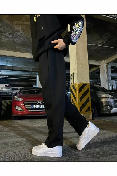 Black Baggy Loose-Fit Summer Sweatpants Unisex