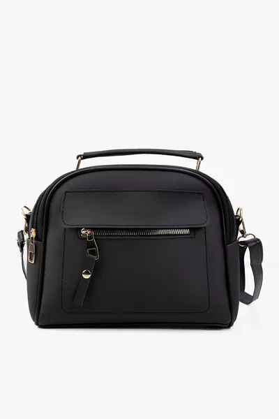 Kadın Siyah Lacost Deri 3 Bölmeli Ayarlanabilir Askılı El Ve Omuz Çantası