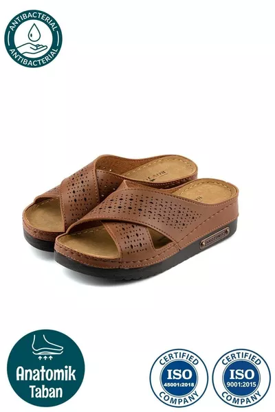 Damen Hausschuhe mit weichem orthopädischem Fußbett, atmungsaktiv, mit doppeltem Riemen, Strohtyp mit Löchern, bequeme Hausschuhe für zu Hause