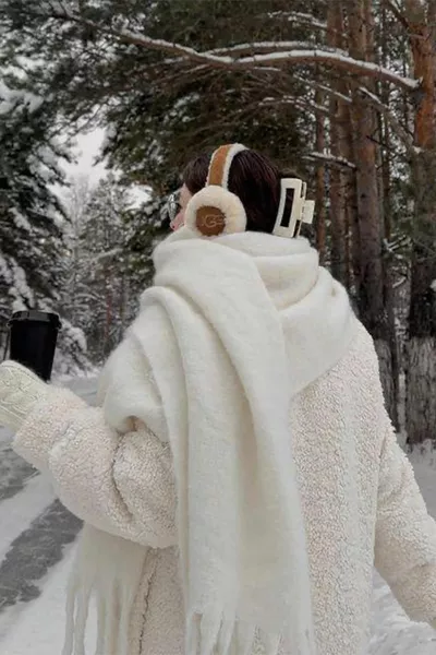 Écharpe châle d'épaule à carreaux colorés en tissu doux puffy écru importé