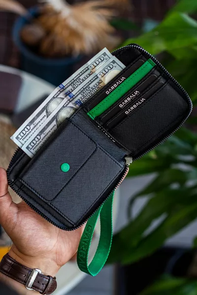 Nora El Saplı Fermuarlı Yeşil Renk Bozuk Para Gözlü Kadın Cüzdanı