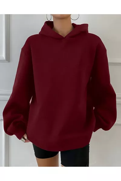 Burgundy Unisex Hooded Sweatshirt Hoodie
