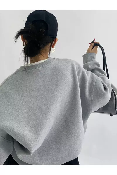 Felpa Unisex con Girocollo Base Grigia