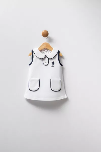 U.S. Polo Assn. Kız Bebek Krem Elbise