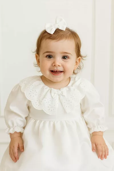 Bebek Çocuk Kırık Beyaz Papatya Pelerin Yakalı Mevlüt Elbise Seti