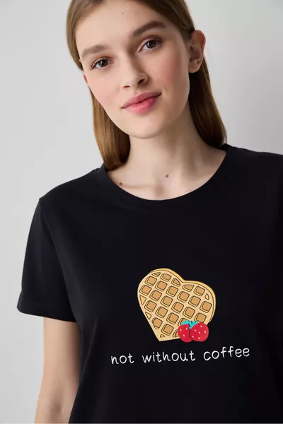 Without Coffee Zwarte Pyjamabroek Set