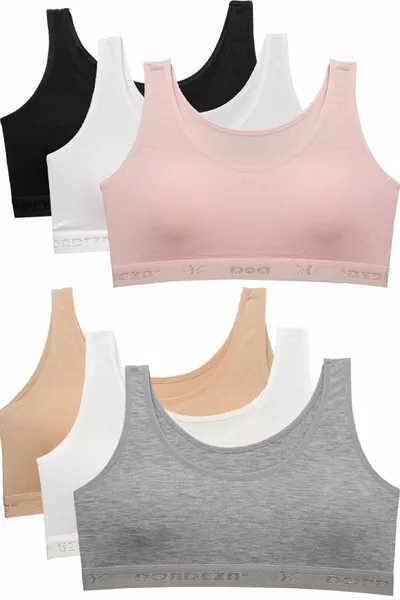 6-Pack Girls' Padded Thick Strap Basic Training First Bra