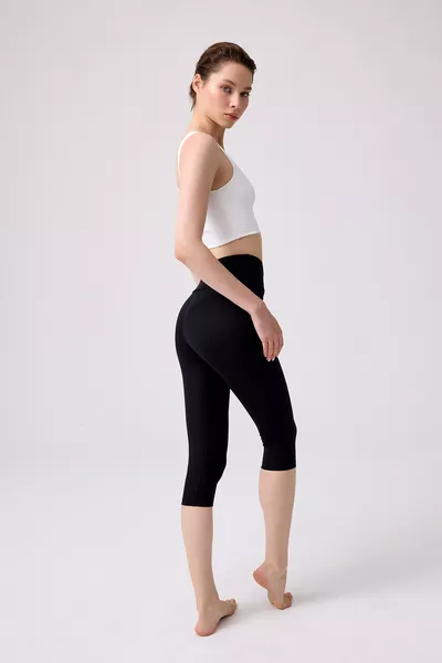 Black Shaping High-Waist Below-the-Knee Women's Capri Leggings