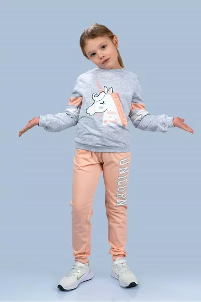 Girls' Unicorn Tracksuit Gray