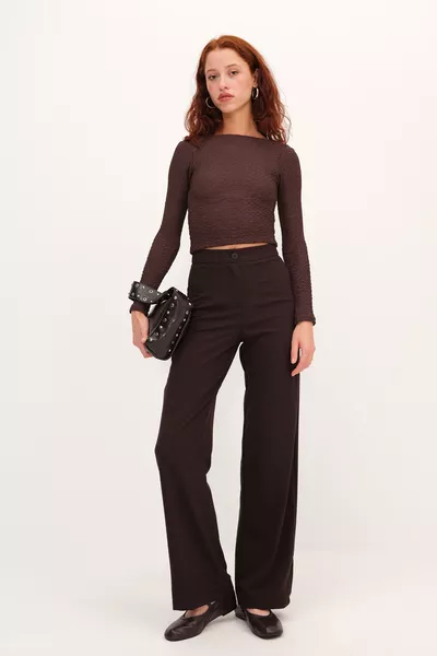 Pantalon Taille Haute Jambe Large 