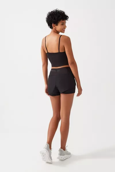 Women's Black 2-Layer Sports Shorts -  Shorts with Leggings