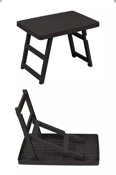 Mittlere schwarze zusammenklappbare Picknicktisch- & Campingtisch Anthrazit
