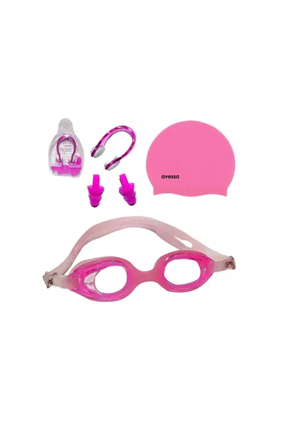 3-Piece Kids' Swimming Set Goggles Swimmer Pool Goggles Swimming Cap Ear and Nose Plugs